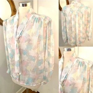 Vintage :: Sheer Pastel blouse Secretary Sexy Office Sz 14 professional career